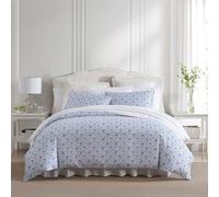 Laura Ashley - Juego de Funda de edredón King, Ropa de Cama de satén de algodón con Fundas a Juego, decoración Elegante y Sedosa para el hogar (Azul Lorelei, King)