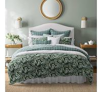 Laura Ashley - Juego de Funda de edredón tamaño Queen, Juego de Ropa de Cama Reversible de algodón, Incluye Fundas a Juego con Fundas Europeas adicionales y Fundas de Almohada (Verde zarzado, Queen)