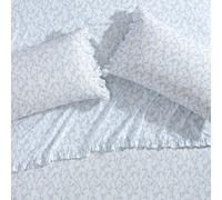 Laura Ashley - Juego de Fundas de Almohada estándar, Ropa de Cama de algodón percal Transpirable, decoración Floral para el hogar (Azul Victoria, 2 Piezas)