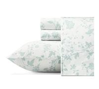 Laura Ashley Sábanas Juego de Cama de algodón de satén, Elegante, Suave y Transpirable para decoración del hogar, Garden Palace Azul/Blanco, Matrimonio Doble