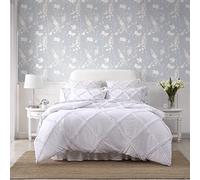 Laura Ashley Juego de Ropa de Cama Reversible con Fundas a Juego, decoración del hogar de Granja, Microfibra, Blanco sólido Norah, tamaño Queen