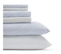 Laura Ashley - Juego de sábanas de 6 Piezas, de algodón percal, tamaño Queen, decoración Fresca y Suave para el hogar, Azul (Belle Blue Cashmere)