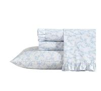 Laura Ashley - Juego de sábanas de algodón percal Transpirable, 200 Hilos, decoración Floral para el hogar (Azul Victoria, King)