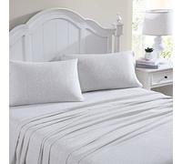 Laura Ashley - Juego de sábanas Queen, Ropa de Cama de Franela de algodón, Cepillado para Mayor suavidad y Comodidad (Chelsie Vine Gris, Queen)