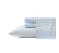 Laura Ashley - Juego de sábanas, Ropa de Cama de algodón percal Transpirable, 200 Hilos, Bolsillo Profundo, decoración Elegante para el hogar (Azul Mate, King)