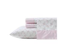 Laura Ashley - Juego de sábanas, Ropa de Cama de algodón percal Transpirable, 200 Hilos, Bolsillo Profundo, decoración Elegante para el hogar (Rosa Lynda, King)