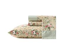Laura Ashley - Juego de sábanas tamaño King, Ropa de Cama de algodón percal Transpirable con Bolsillos Profundos, decoración Elegante para el hogar, Certificado Oeko-Tex (Serene Dream Brown, King)