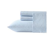 Laura Ashley - Juego de sábanas tamaño Queen, Juego de Ropa de Cama de satén de algodón súper Suave con Fundas a Juego, Certificado Oeko-Tex (Little Vines Blue, Queen)