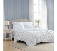 Laura Ashley - Juego de sábanas tamaño Queen, Ropa de Cama de algodón percal Transpirable con Fundas de Almohada a Juego, 200 Hilos, Bolsillo Profundo, artículos Esenciales Elegantes para la