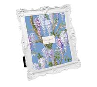 Laura Ashley - Marco de fotos de resina hecho a mano con caballete y gancho para mesa y pared, diseño floral decorativo para decoración del hogar, galería de fotos, arte y más (20 x 25 cm, blanco)