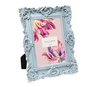 Laura Ashley - Marco de fotos de resina hecho a mano con caballete y gancho para mesa y pared, diseño floral decorativo para decoración del hogar, galería de fotos, arte (10 x 15 cm, azul pálido)