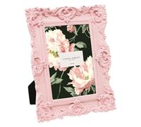 Laura Ashley - Marco de fotos de resina hecho a mano con caballete y gancho para mesa y pared, diseño floral decorativo para decoración del hogar, galería de fotos, arte y más (10 x 15cm, rosa)