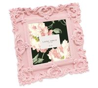 Laura Ashley - Marco de fotos de resina hecho a mano con caballete y gancho para mesa y pared, diseño floral decorativo para decoración del hogar, galería de fotos, arte y más (10 x 10 cm, rosa)