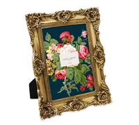 Laura Ashley - Marco de fotos de resina hecho a mano con caballete y gancho para mesa y pared, diseño floral decorativo para decoración del hogar, galería de fotos, arte y más (13 x 18 cm, dorado)