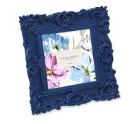 Laura Ashley - Marco de fotos de resina hecho a mano con caballete y gancho para mesa y pared, diseño floral decorativo para decoración del hogar, galería de fotos, arte y más (10 x 10 cm, azul
