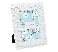Laura Ashley Marco de fotos de resina hecho a mano con textura de flores blancas de 4 x 6 pulgadas con caballete y gancho para mesa y pared, diseño floral decorativo para decoración del hogar, galería