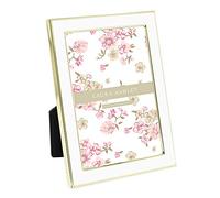 Laura Ashley Marco de fotos esmaltado blanco de 4 x 6 pulgadas, borde de metal dorado con caballete, para encimera, encimera, exhibición de mesa, estantería, escritorio, decoración de pared, galería