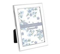 Laura Ashley Marco de fotos esmaltado blanco de 4 x 6 pulgadas, borde de metal plateado con caballete, para encimera, encimera, exhibición de mesa, estantería, escritorio, decoración de pared, galería