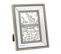 Laura Ashley Portarretratos con cuentas de espejo champán de 4 x 6 pulgadas, marco de espejo clásico con borde de cuentas, montaje en pared, hecho para exhibición de mesa, galería de fotos y arte de