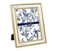 Laura Ashley Portarretratos dorado de 8 x 10 pulgadas, marco de espejo clásico con borde de cuentas, montaje en pared, hecho para exhibición de mesa, galería de fotos y arte de pared, (8 x 10 pulgadas