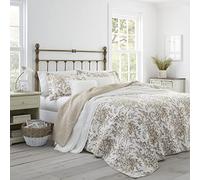 Laura Ashley Quilt Set Juego de edredón: 100% algodón, Ligero y Transpirable, Ropa de Cama Reversible, Prelavado para Mayor suavidad, Bedford Marrón/Blanco, Matrimonio, 3