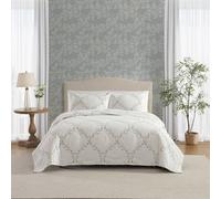 Laura Ashley Ropa de Cama Bordada súper Suave y Transpirable con Fundas a Juego, decoración del hogar, Bordado Floral Azul, matrimonial/Queen