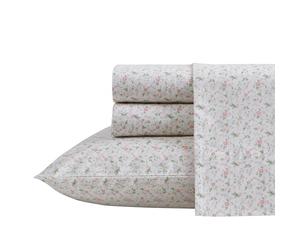 Laura Ashley - Sábanas Individuales, Juego de Ropa de Cama de percal de algodón, Ligeras y Transpirables para decoración del hogar (Evie Rosa, Individual)