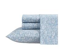 Laura Ashley - Sábanas matrimoniales, Juego de Ropa de Cama de percal de algodón, Ligeras y Transpirables decoración del hogar (Azul Heirloom Ditzy, matrimonial)