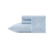 Laura Ashley - Sábanas matrimoniales, Juego de Ropa de Cama de percal de algodón, Ligeras y Transpirables para decoración del hogar (Tortuga a Cuadros, Azul, matrimonial)