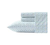 Laura Ashley - Sábanas matrimoniales, Juego de Ropa de Cama de percal de algodón súper Suave con Fundas de Almohada a Juego, Esenciales Transpirables (Azul Vie, matrimonial)