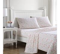 Laura Ashley - Sábanas tamaño Individual, Juego de Ropa de Cama de percal de algodón, Ligeras y Transpirables, decoración del hogar, artículos Esenciales para el Dormitorio (Rosa Norella, Individual)