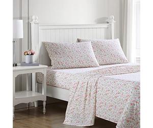 Laura Ashley - Sábanas tamaño Individual, Juego de Ropa de Cama de percal de algodón, Ligeras y Transpirables, decoración del hogar, artículos Esenciales para el Dormitorio (Rosa Norella, Individual)