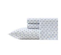 Laura Ashley - Sábanas tamaño King, Juego de Ropa de Cama de percal de algodón, Ligeras y Transpirables para decoración del hogar (Azul Francesca, King)