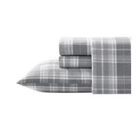 Laura Ashley Sheets Juego de Cama de Franela de algodón, Mulholland Plaid Grey, Matrimonio