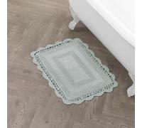 Laura Ashley Tapete de baño Absorbente Reversible de Ganchillo Suave y Afelpado, 100% algodón, 17 x 24 Pulgadas, Color Verde Salvia