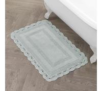 Laura Ashley Tapete de baño Absorbente Reversible de Ganchillo Suave y Afelpado, 100% algodón, 24 x 40 Pulgadas, Color Verde Salvia