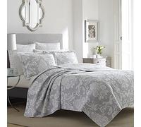 Laura Ashley Venetia Cotton Reversible Quilt, Twin, Gray by