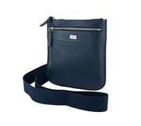Laura Biagiotti Bolso de hombre con correa ajustable, multibolsillo de piel auténtica, Azul Pequeño 401