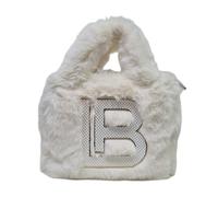 Laura Biagiotti Bolso línea Britt de peluche con logotipo LB, correa de cadena de metal, 26 x 12 x 19 cm, asas dobles, cierre de cremallera, forro interior con bolsillos, art. LB25W-115-2, Color