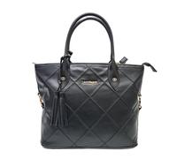 Laura Biagiotti Bolso mujer Tote de piel sintética, diseño acolchado de rombos con borlas, asas rígidas, dimensiones 38 x 27 x 14 cm Art. LB25W-120-1, Negro
