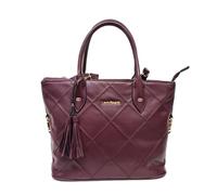 Laura Biagiotti Bolso mujer Tote de piel sintética, diseño acolchado de rombos con borlas, asas rígidas, dimensiones 38 x 27 x 14 cm Art. LB25W-120-1, burdeos