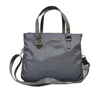 Laura Biagiotti Bolso mujer Tote Lorde, nailon con textura, asas de piel sintética, 31 x 25 x 14 cm, con correa ajustable y múltiples compartimentos, negro, Gris cemento