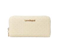 Laura Biagiotti Cartera grande de piel sintética para mujer, con efecto trenzado, con monedero y caja de regalo, crema, 19 cm