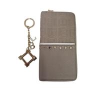 Laura Biagiotti Juego de regalo para mujer, cartera de piel sintética con llavero, tamaño 19,5 x 10 x 2,5 cm, 8 ranuras para tarjetas, caja regalo, beige, 19 X 11 Centimetri, Clásico