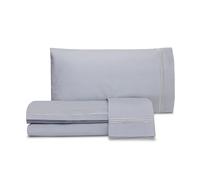 Laura Biagiotti, Juego de sábanas para Cama de Matrimonio de Color Liso con Bordado, 100% percal de algodón, sábana encimera, sábana Bajera, par de Fundas de Almohada, Blanco
