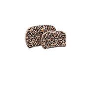 Laura Biagiotti Necesser LB26S-281 - Juego de 2 piezas grandes y medianas con estampado de leopardo, nailon impermeable, accesorios dorados, con cremallera