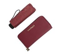 Laura Biagiotti Set de Regalo Elegante para Mujer, Cartera Monedero de PU y Paraguas Super Mini Plegable de Bolsillo