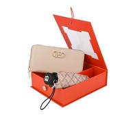 Laura Biagiotti Set de Regalo Elegante para Mujer, Cartera Monedero de PU y Paraguas Super Mini Plegable de Bolsillo