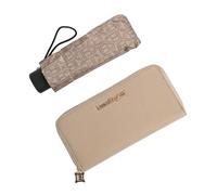 Laura Biagiotti Set de Regalo Elegante para Mujer, Cartera Monedero de PU y Paraguas Super Mini Plegable de Bolsillo