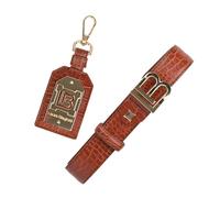 Laura Biagiotti Set de Regalo Mujer - Cinturón Ajustable y Llavero de Piel Sintética Marrón Efecto Cocodrilo